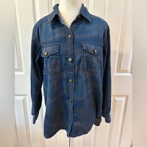 Current/Elliott Abstract Camo Perfect Button Down Denim Shirt Size 3 (M)